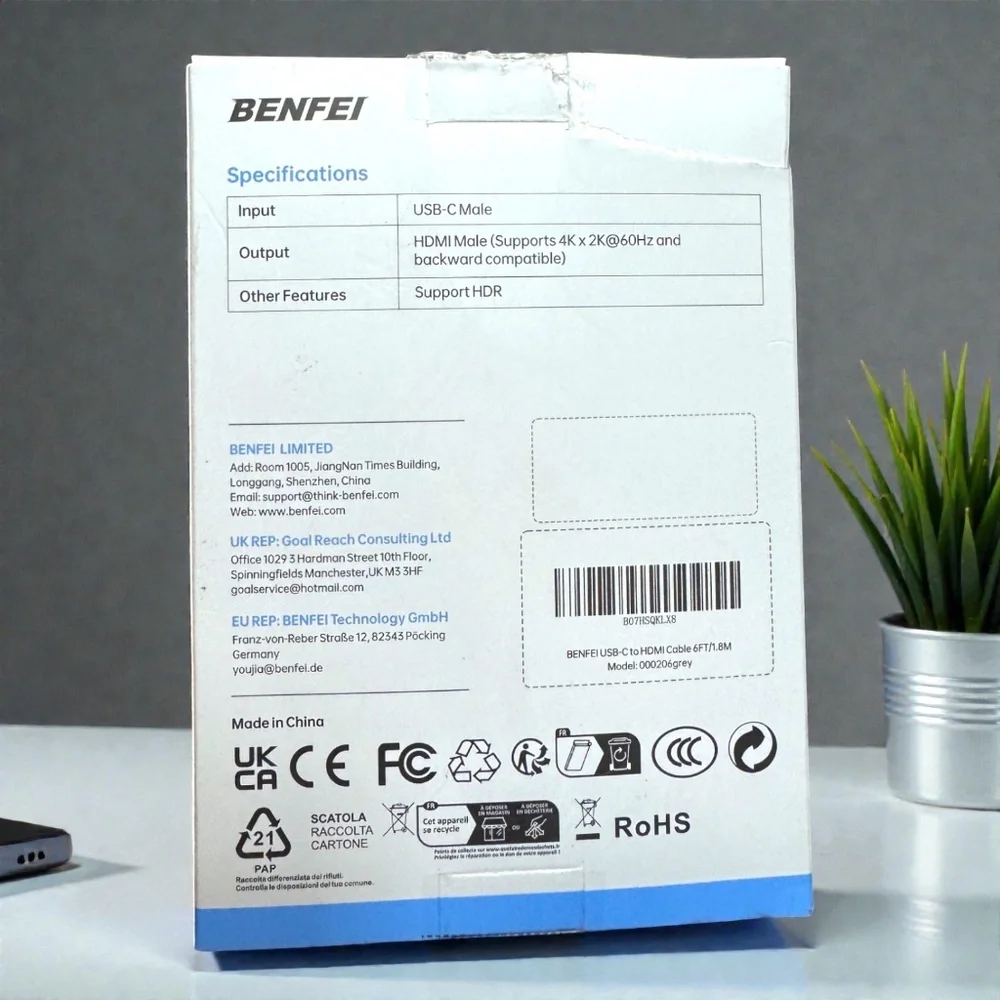 NIB BENFEI USB-C to HDMI 6FT 4K Cable